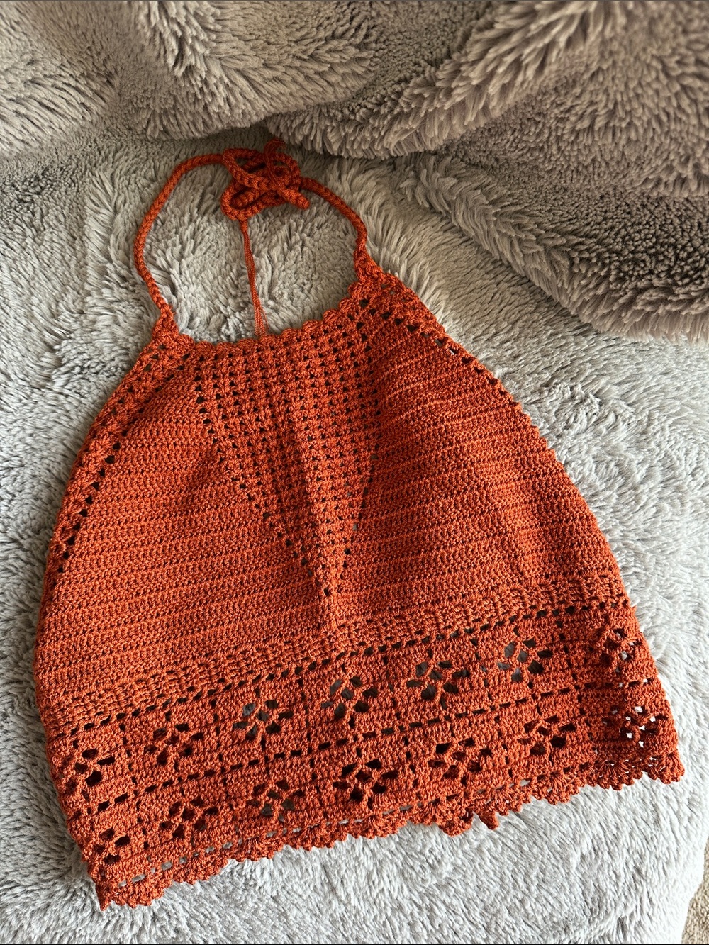 PacSun Rust Orange Crochet Halter Tank Top